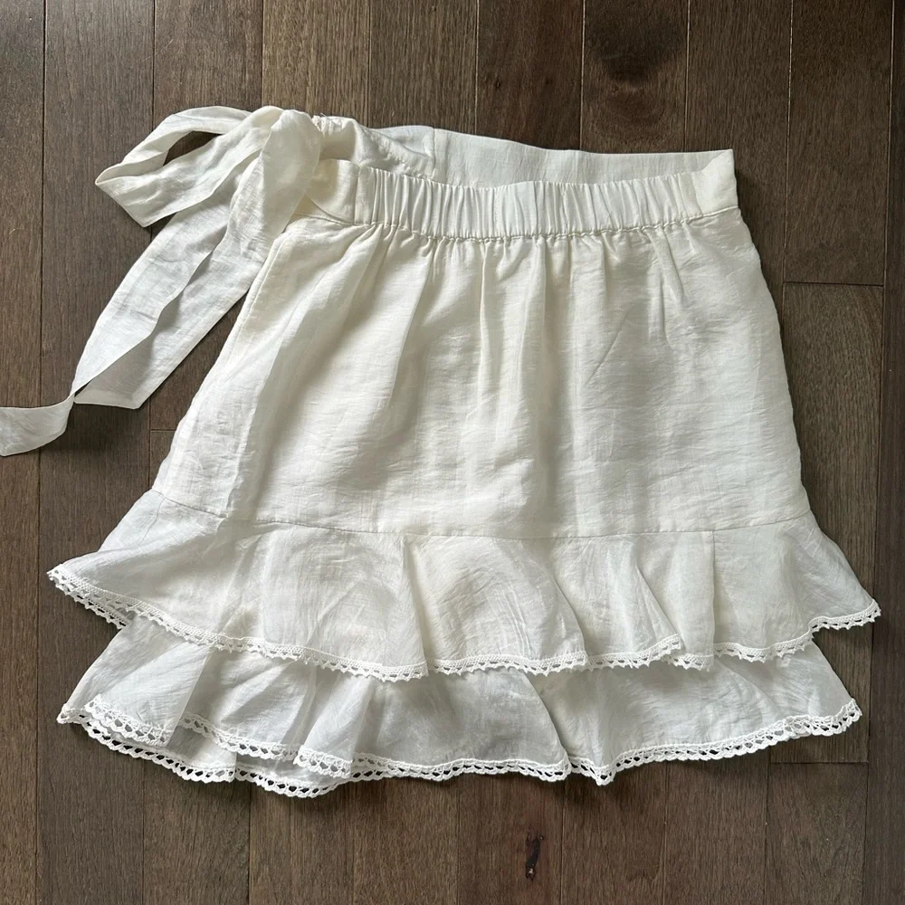 NWOT Sabina Musayev Priscilla Off White Ruffle Skirt - Picture 9 of 11